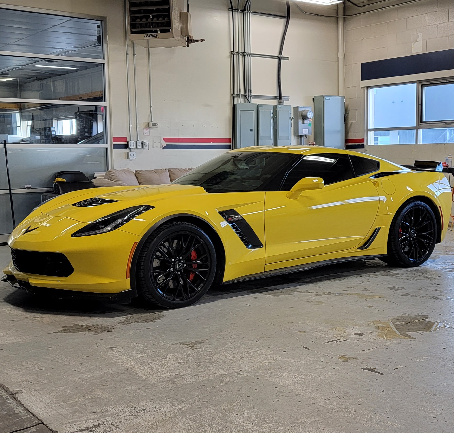 Yellow Corvette protected by Tint X